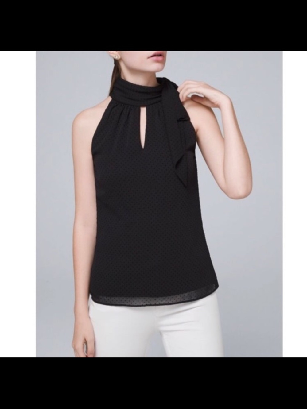 WHBM clip dot halter blouse